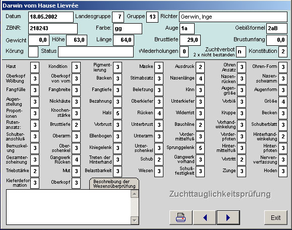 ZTP Bericht Darwin vom Hause Lievre